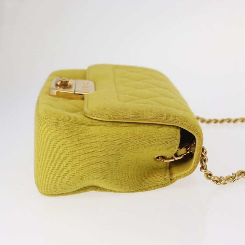 CHANEL Matelasse Chain Shoulder Bag Cotton Yellow Gold CC Auth 156510V - Picture 5 of 16